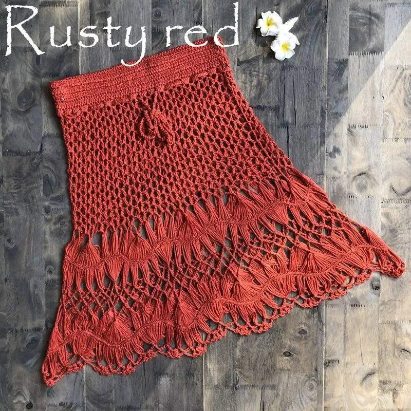 Knitted High Waist Hollow Out Skirt