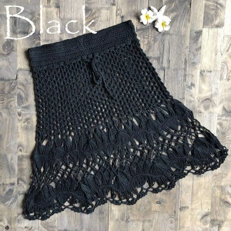 Knitted High Waist Hollow Out Skirt