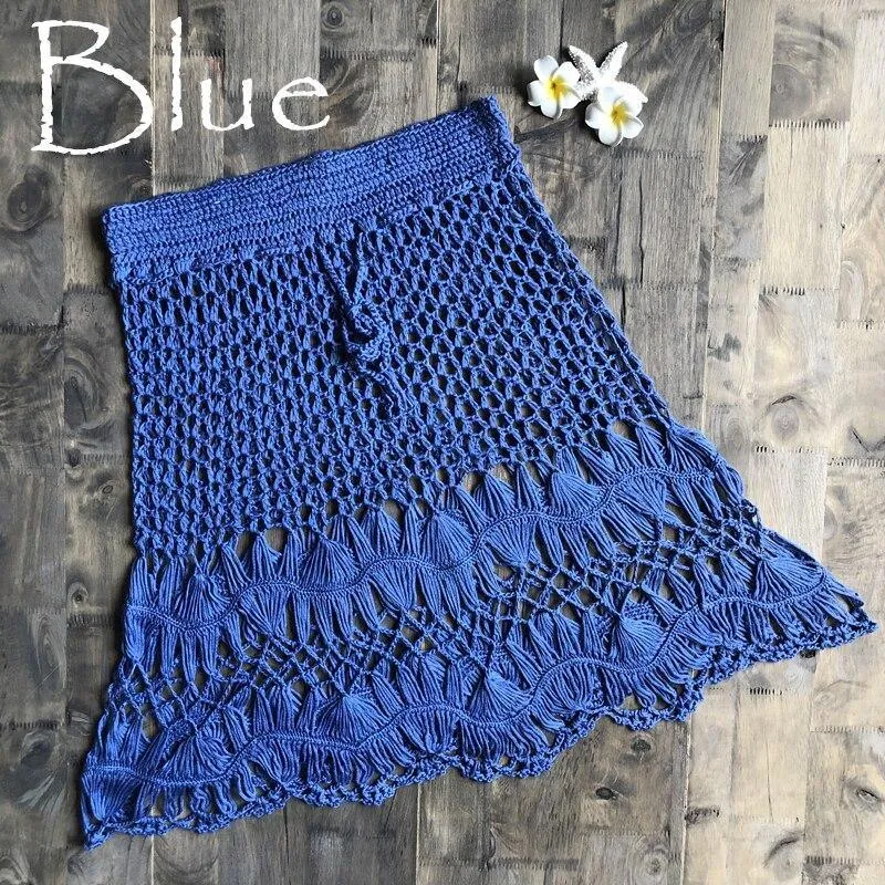 Knitted High Waist Hollow Out Skirt