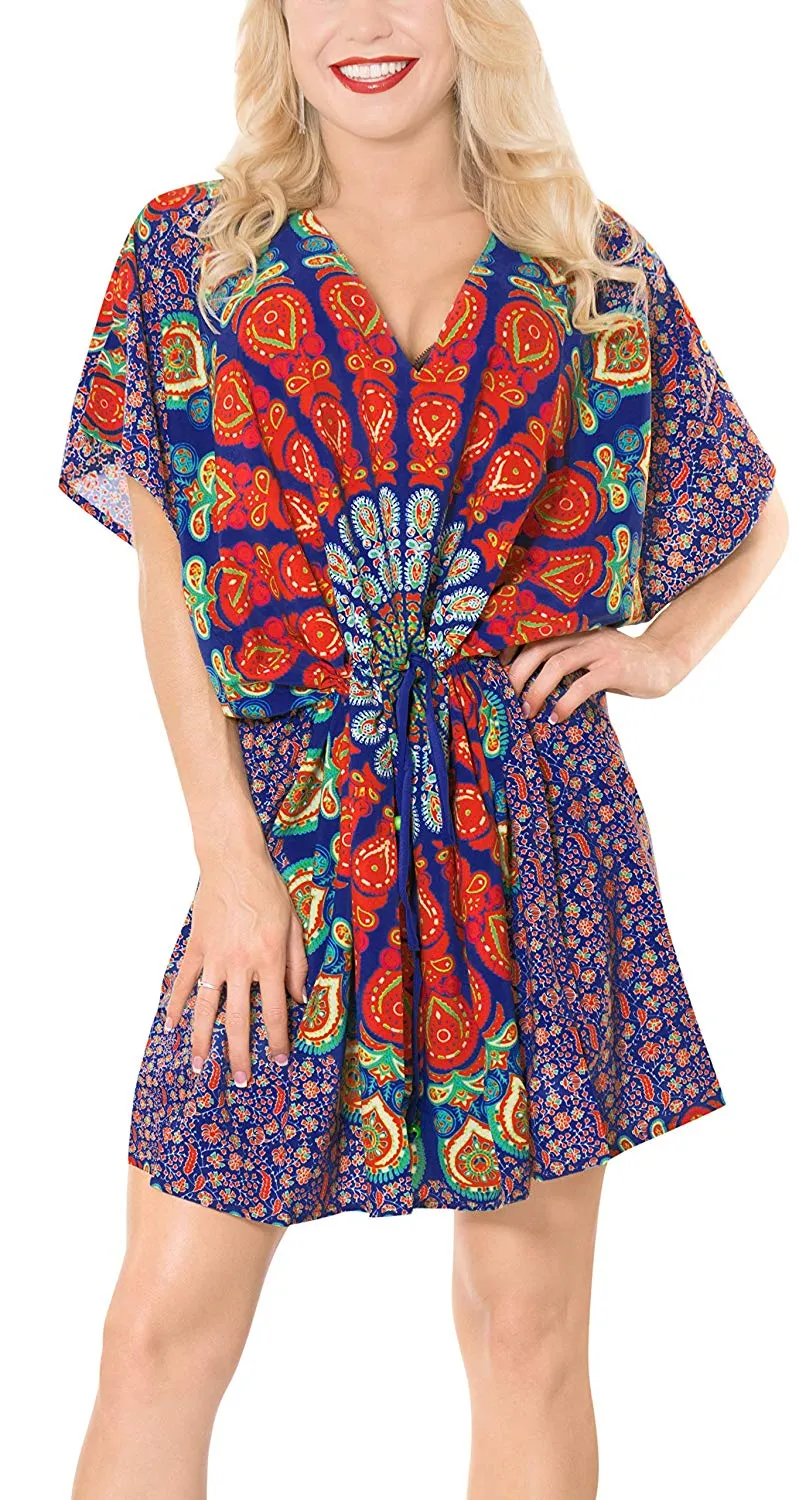 LA LEELA Cover-ups Beach Bikini Swimwear Swimsuit Caftan Dress Women Printed