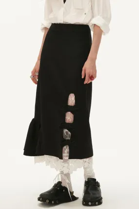 Lace Bow Slit Skirt