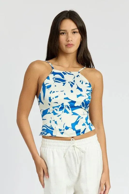 Lace Up Back Halter Neck Top