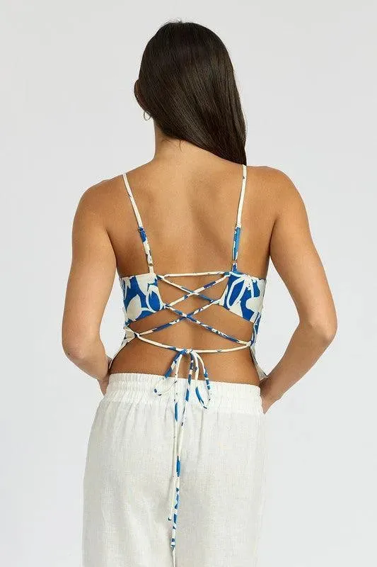 Lace Up Back Halter Neck Top