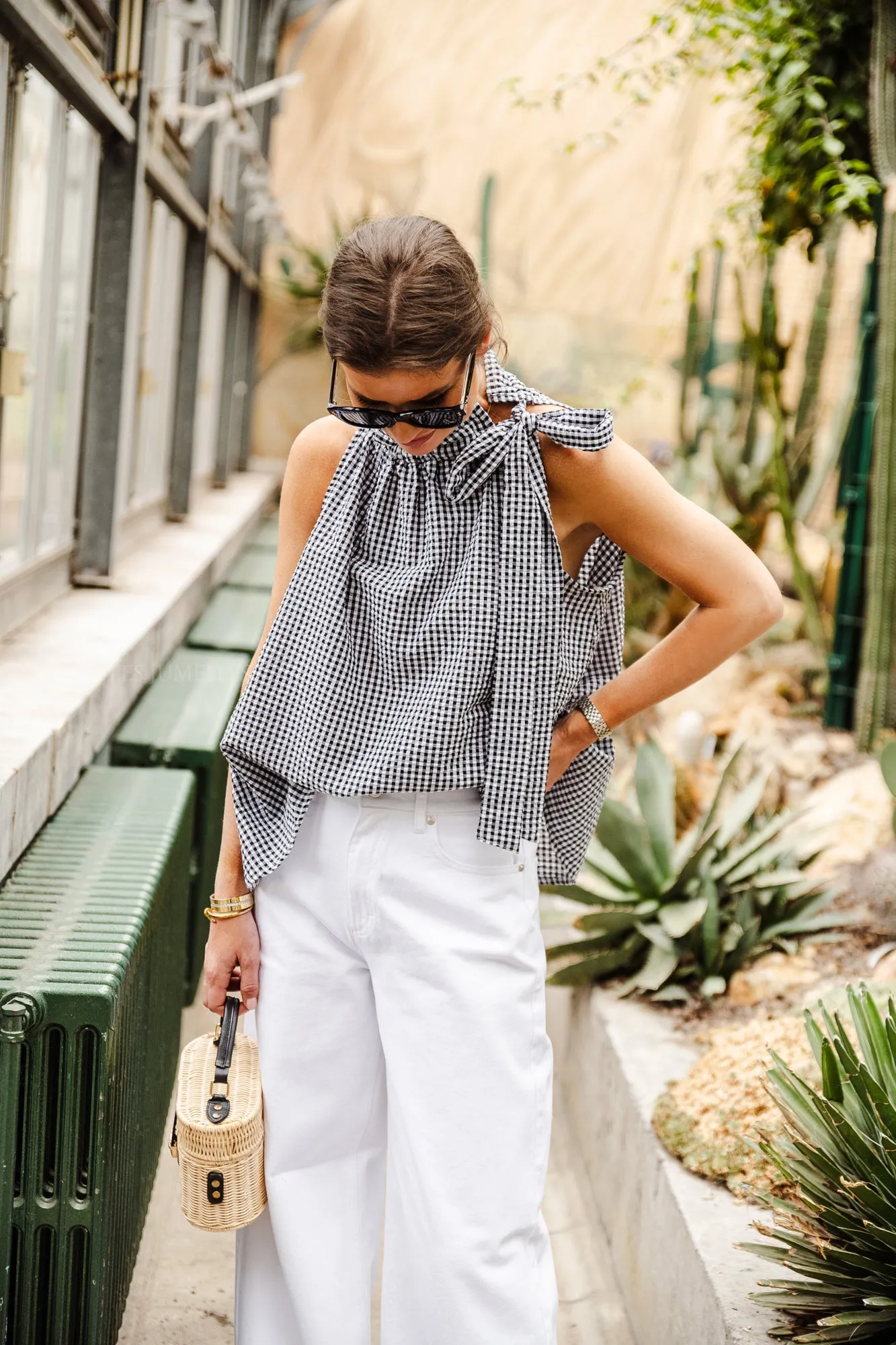 Laurine checkered top black