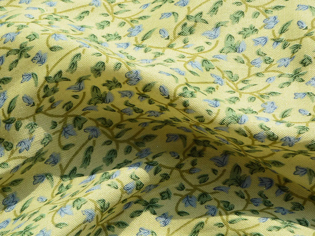 Light Green Floral Digital Printed Slub Cotton Fabric