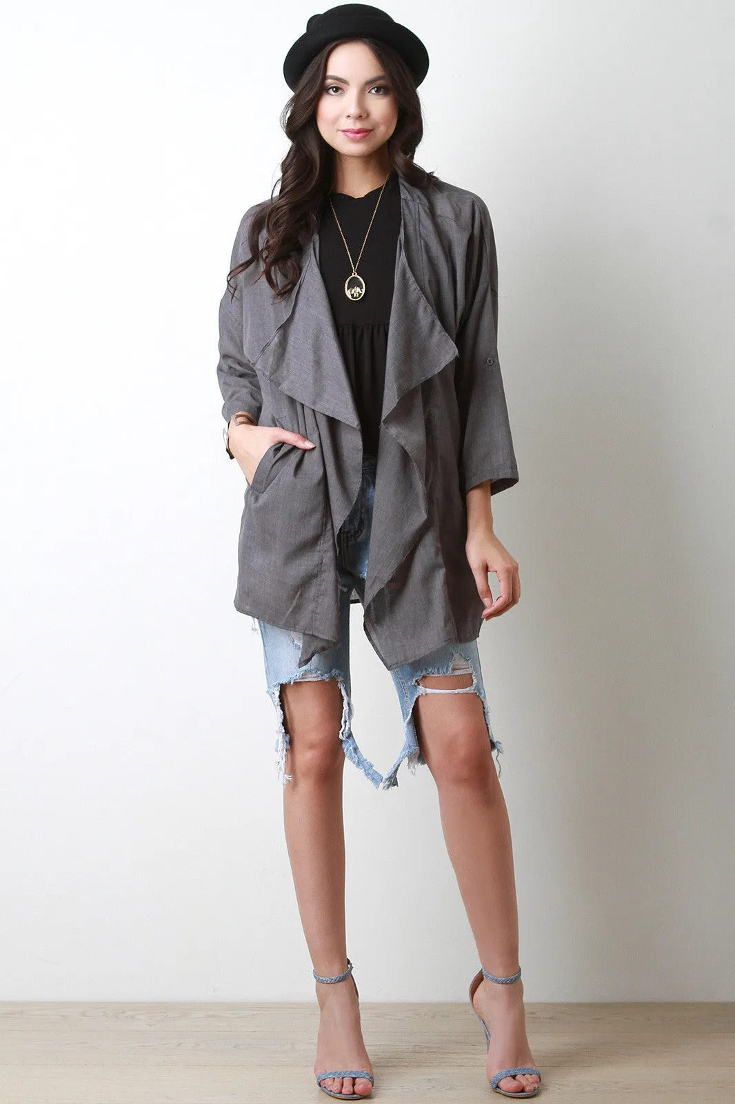 Lightweight Linen Drape Jacket