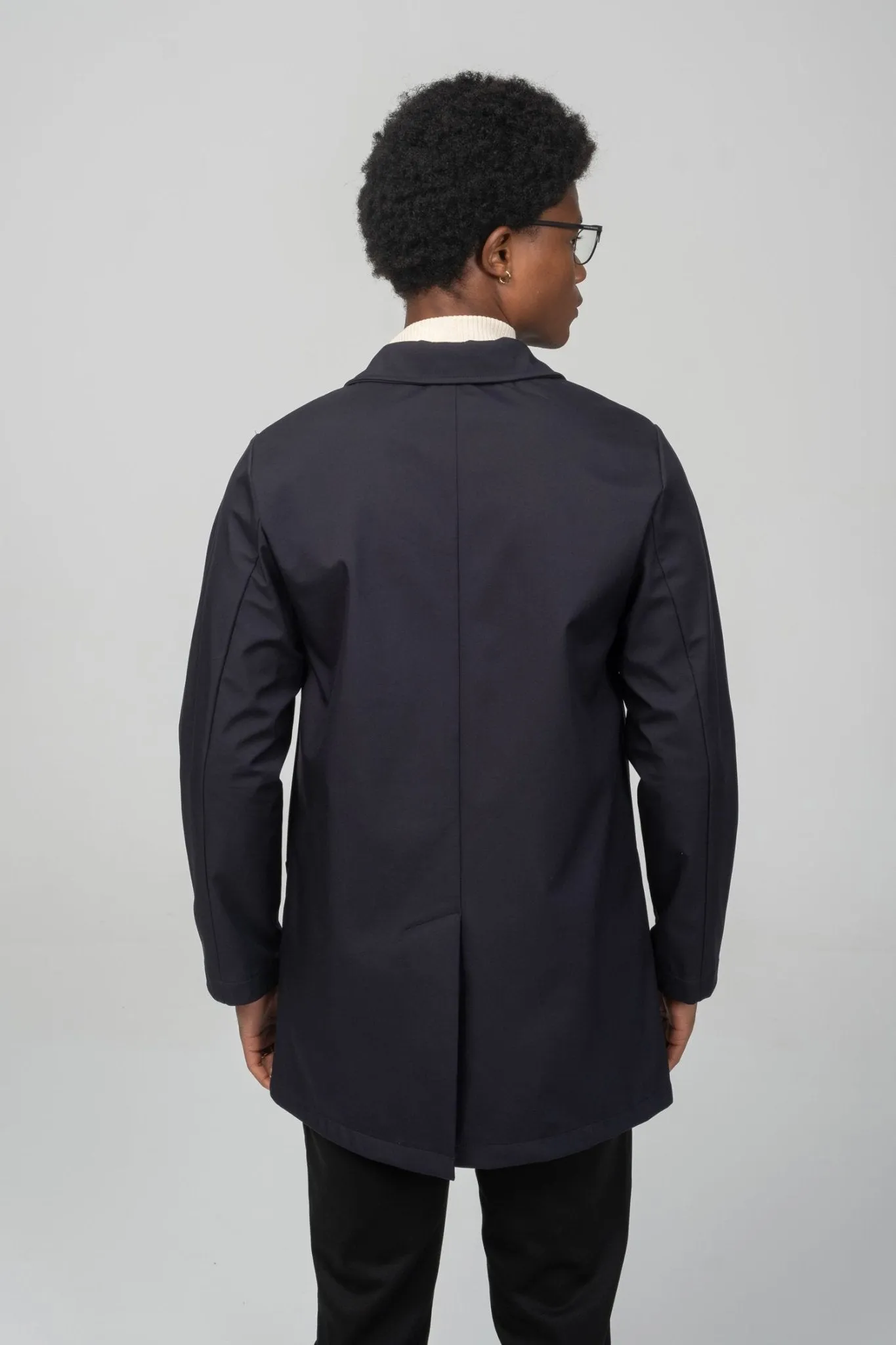 Long Lightweight Windbreaker Coat - Navy