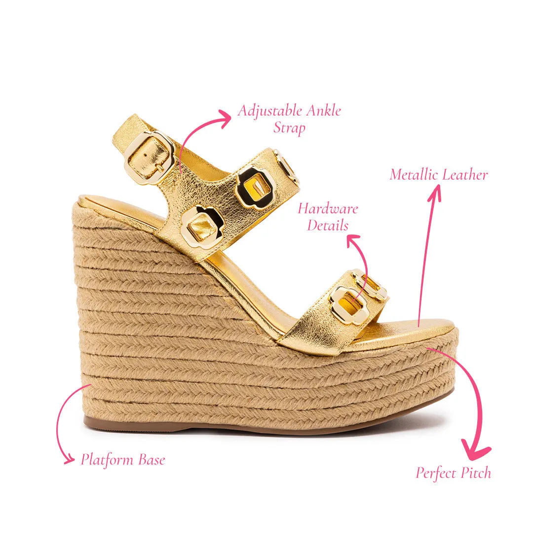 Milan Espadrille In Gold Metallic Leather