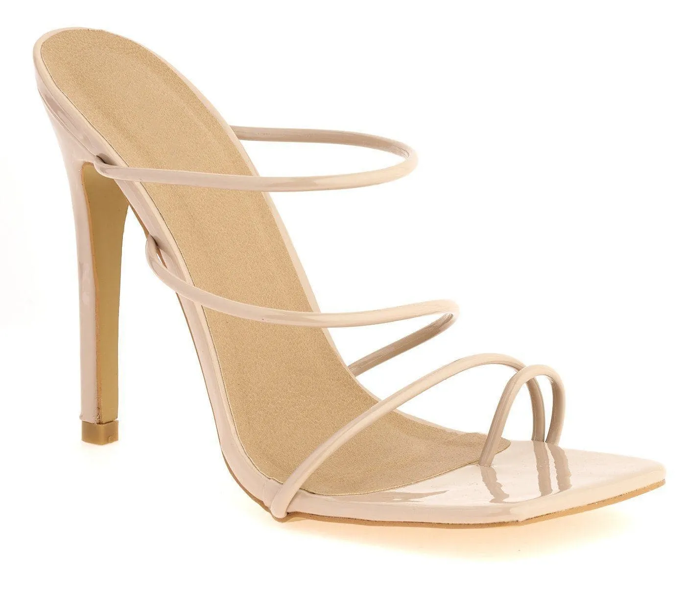 Miracles Toe Ring Strappy Mule in Nude