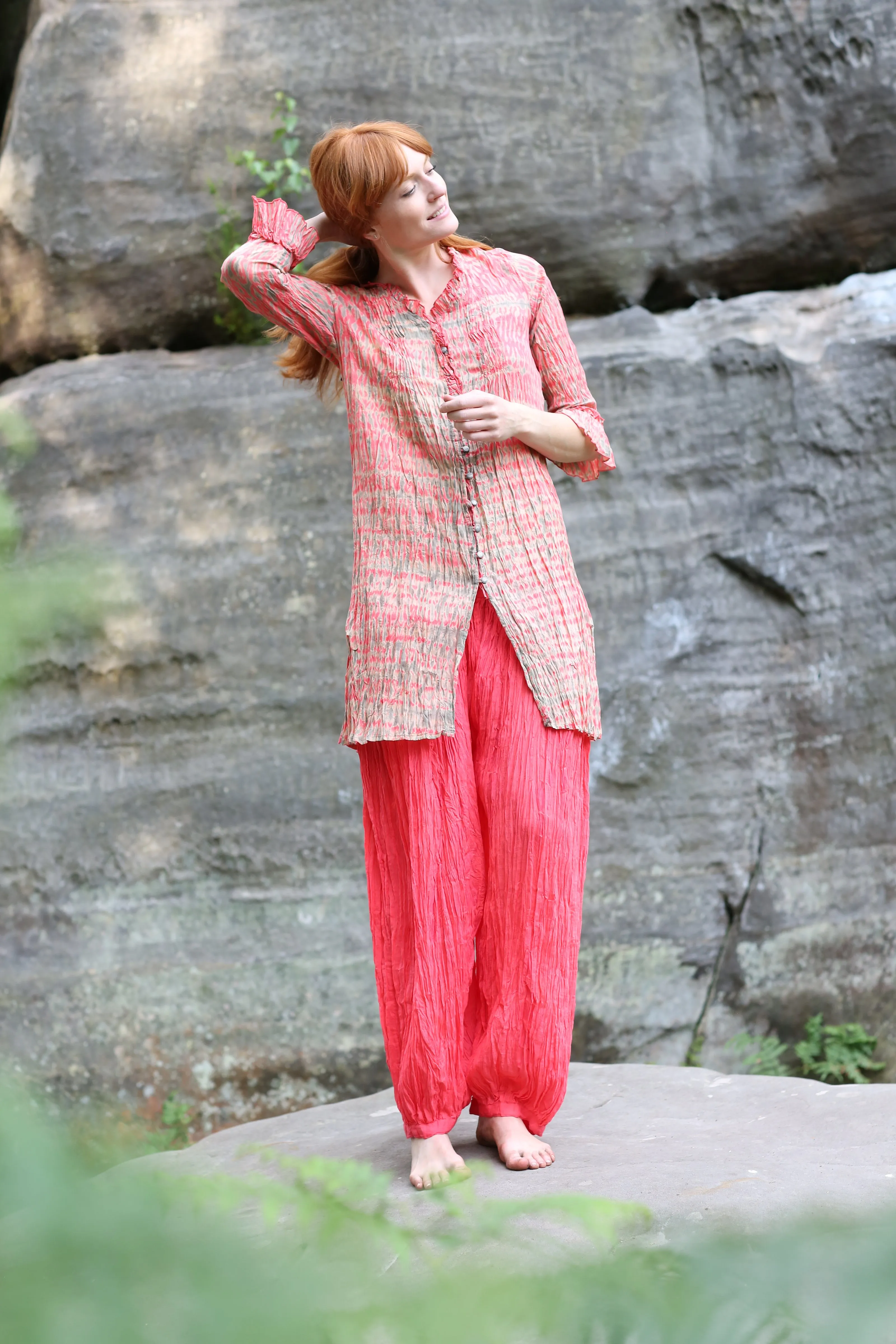 Mughal Tunic Shibori Hand Printed In Pure Cotton! Only Size M (10/12)