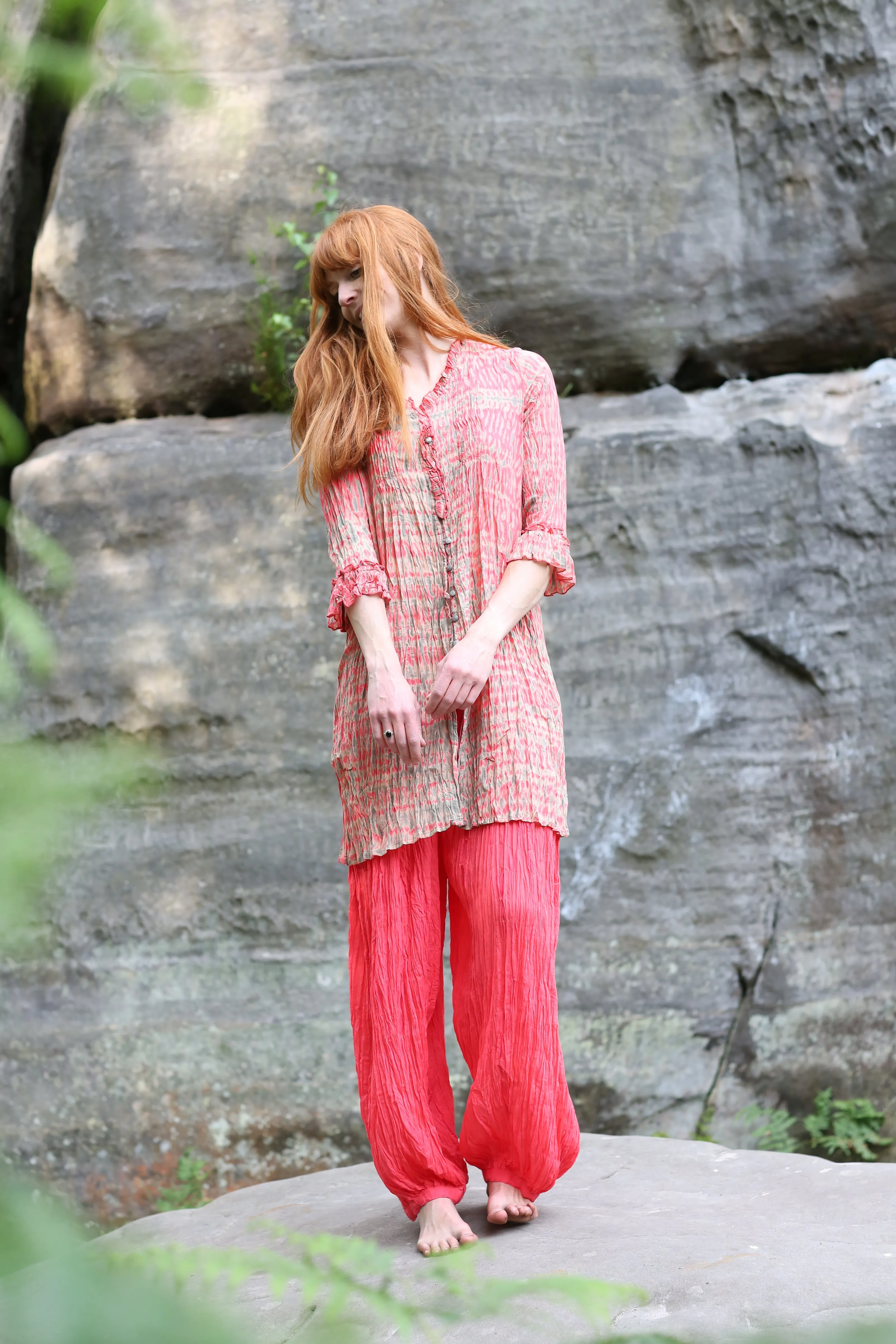 Mughal Tunic Shibori Hand Printed In Pure Cotton! Only Size M (10/12)