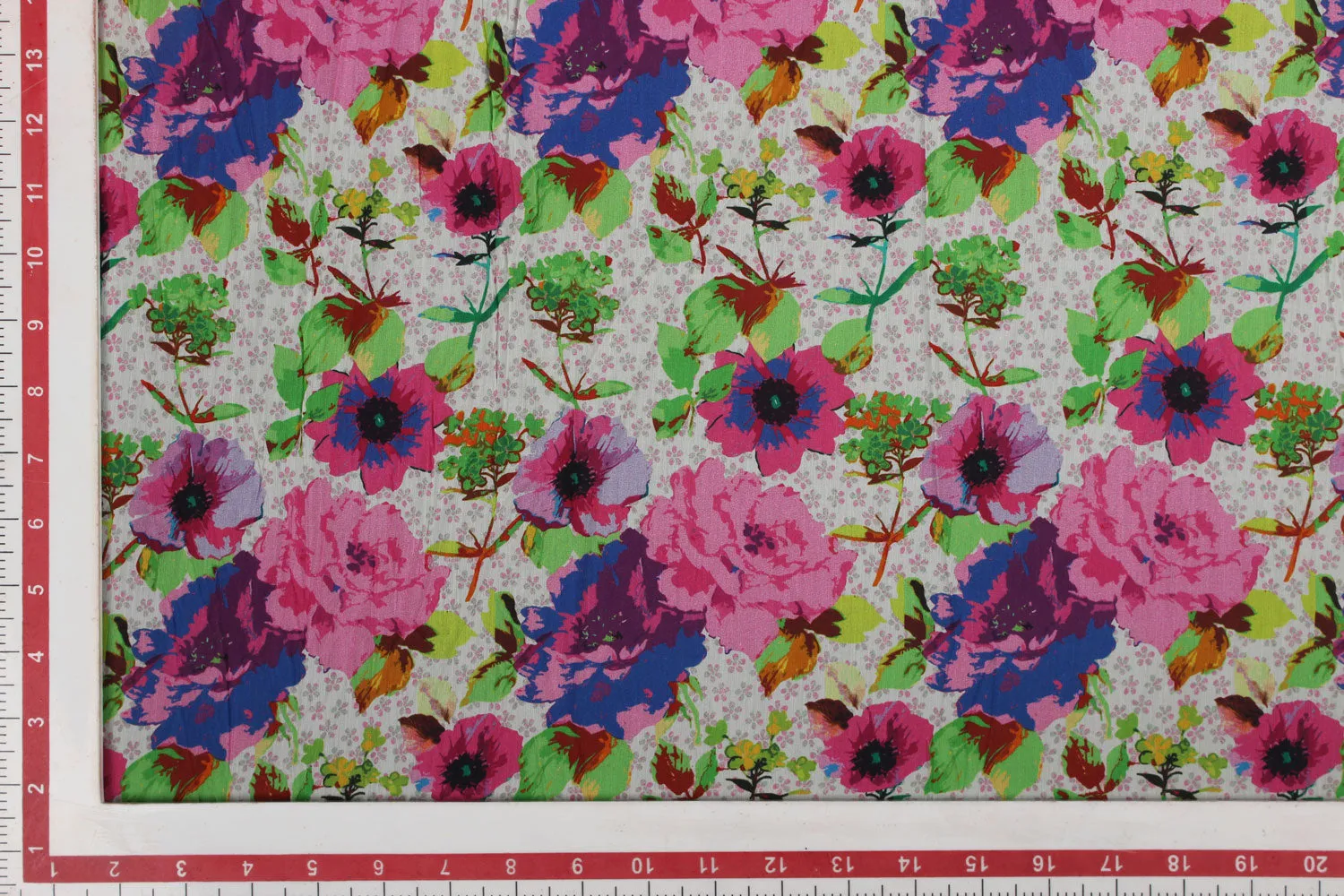 Multicolor Floral Printed Viscose Cotton Blend Fabric