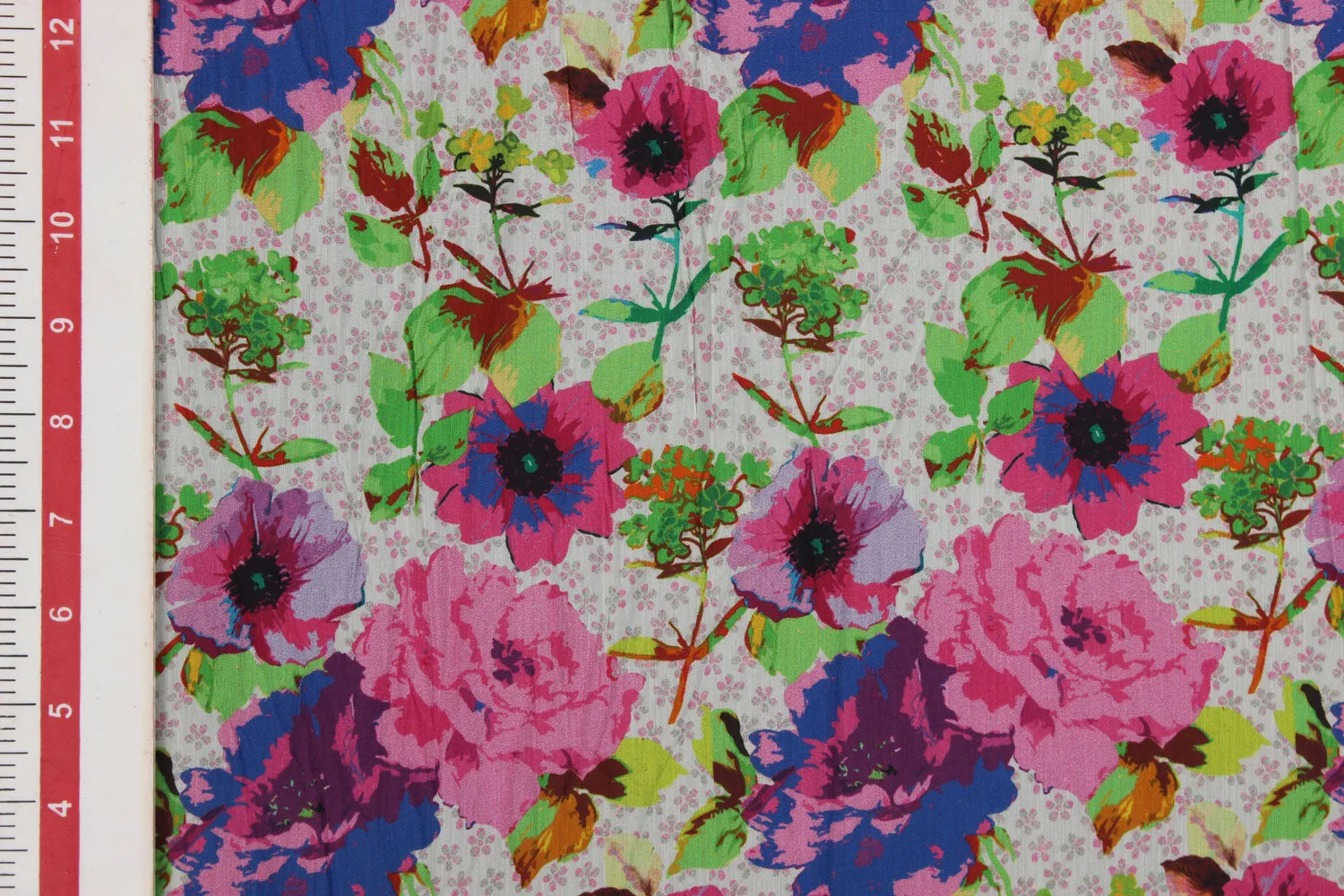 Multicolor Floral Printed Viscose Cotton Blend Fabric