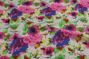 Multicolor Floral Printed Viscose Cotton Blend Fabric