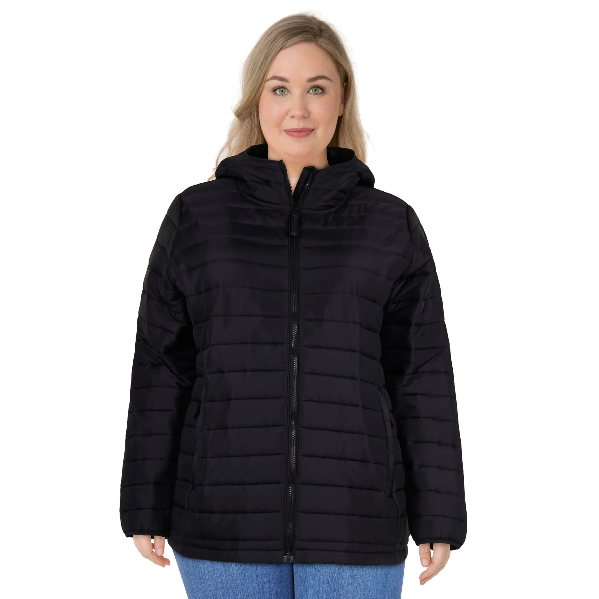 mySTYLE Women's Plus Eco Short Puffer Jacket