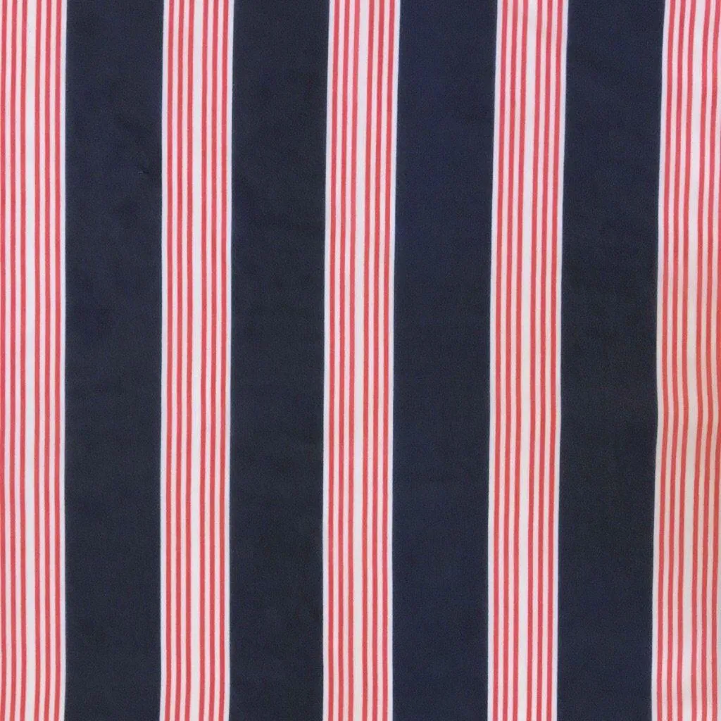 Navy and Red Stripe Chiffon Fabric