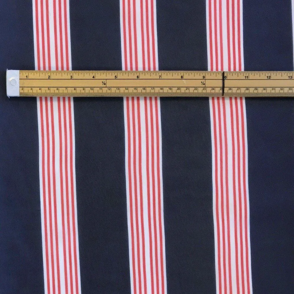 Navy and Red Stripe Chiffon Fabric