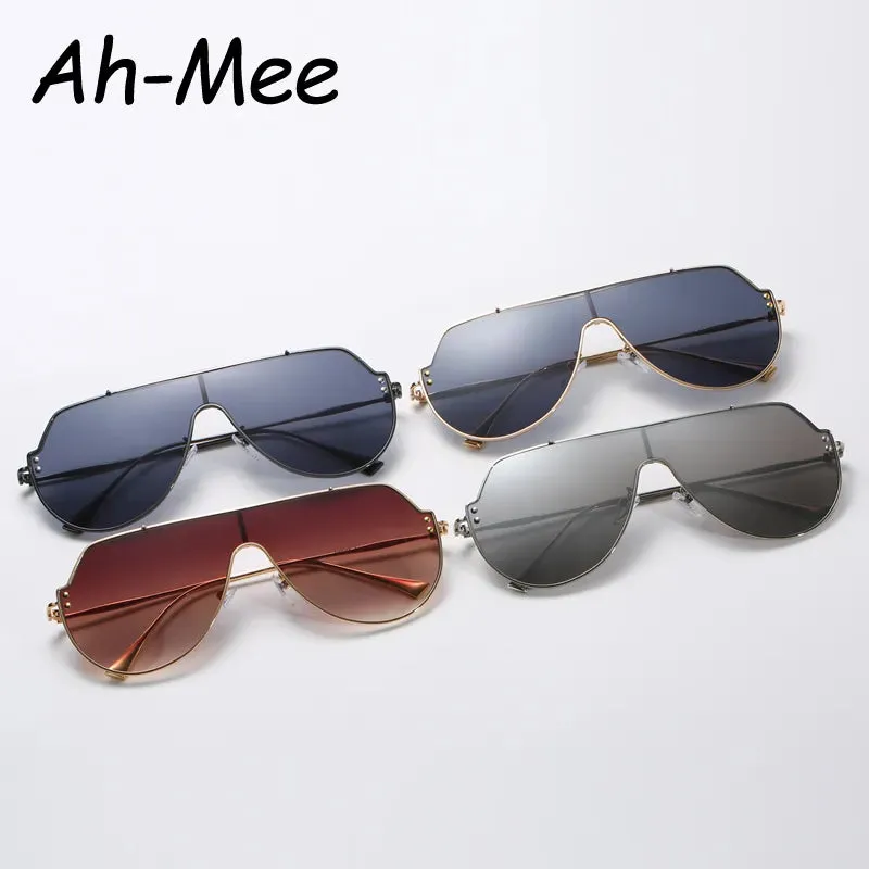 New Sunglasses Oversized Alloy Frame Cycling Sun Glasses Men Brand Designer Goggle Eyeglasses Outdoor Oval Lens Style