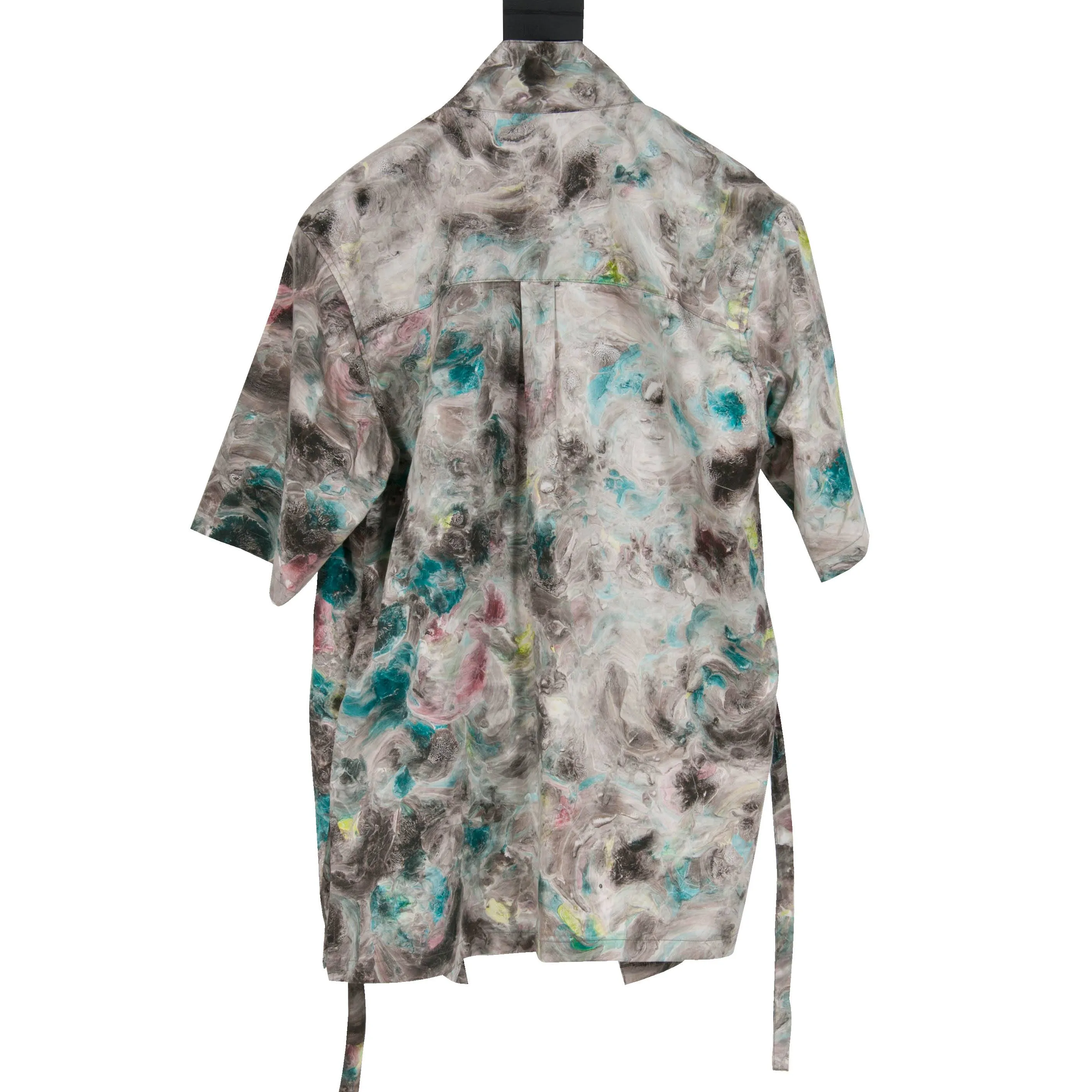 Norihagashi Kimono Style Printed Cotton Poplin Shirt