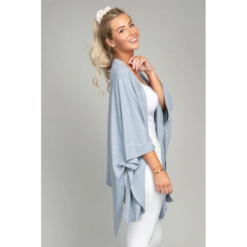 NUVI APPAREL Drop Shoulder Open Front Cardigan