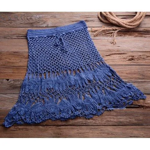 Off Shoulder Knitted Crochet Boho Lace Cover Up