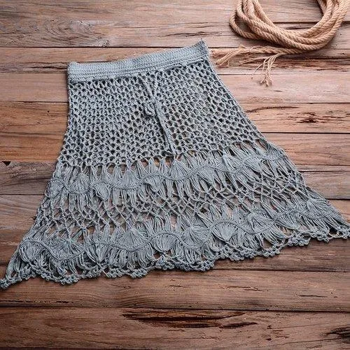 Off Shoulder Knitted Crochet Boho Lace Cover Up