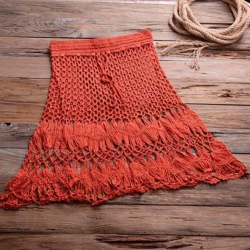 Off Shoulder Knitted Crochet Boho Lace Cover Up