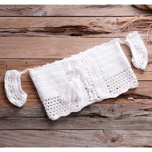 Off Shoulder Knitted Crochet Boho Lace Cover Up