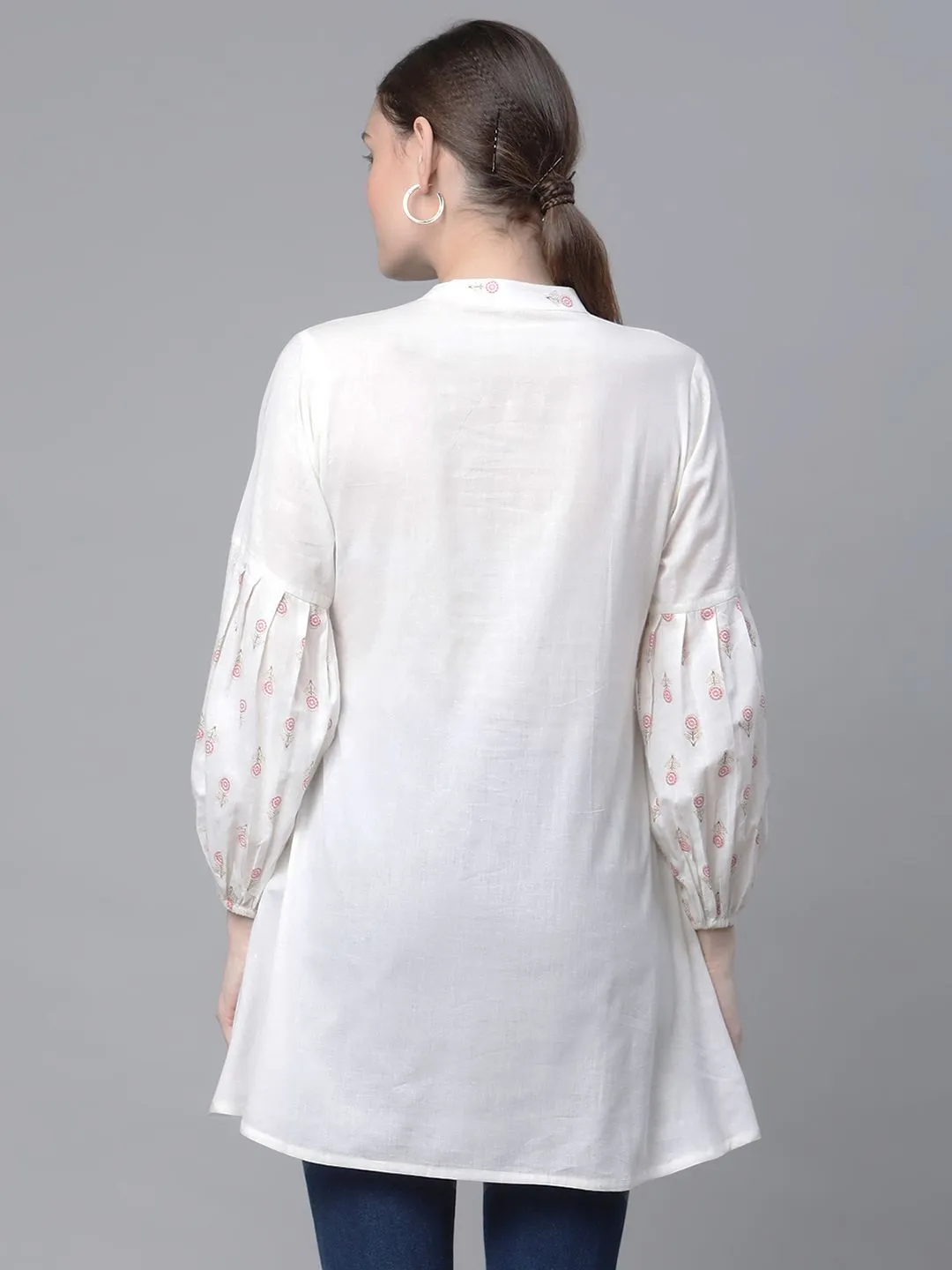 Off White Pure Cotton Printed Tunic