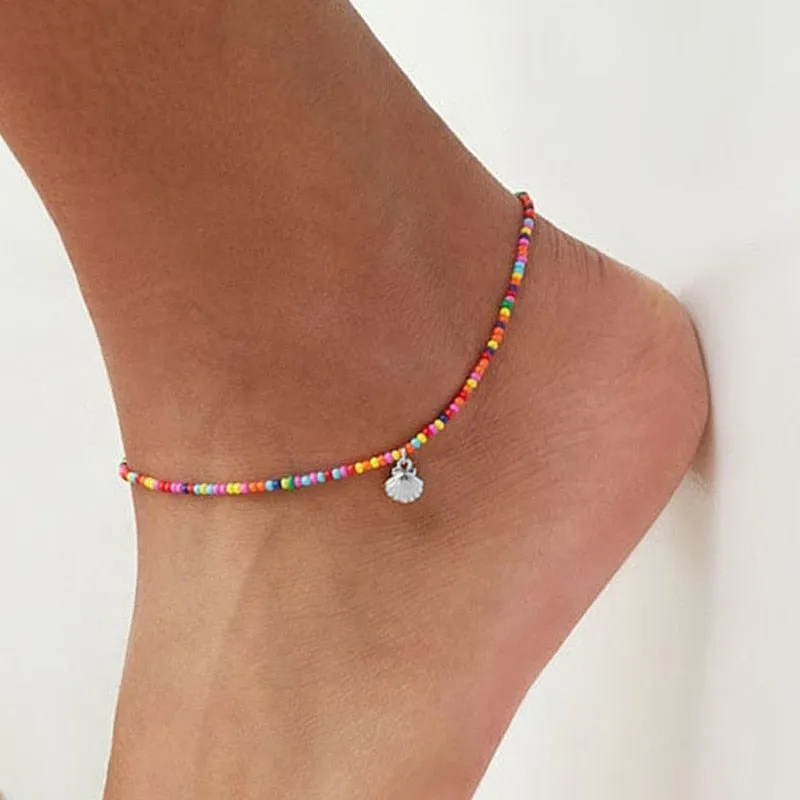 Rainbow Collection Boho Beaded Anklet