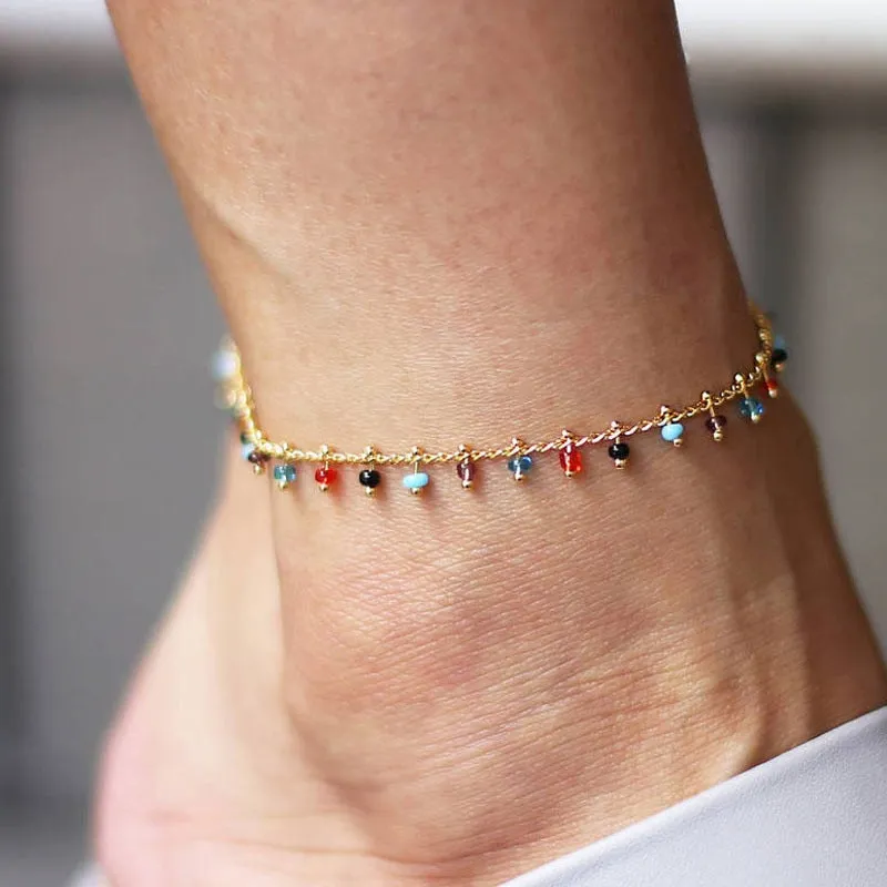 Rainbow Collection Boho Beaded Anklet