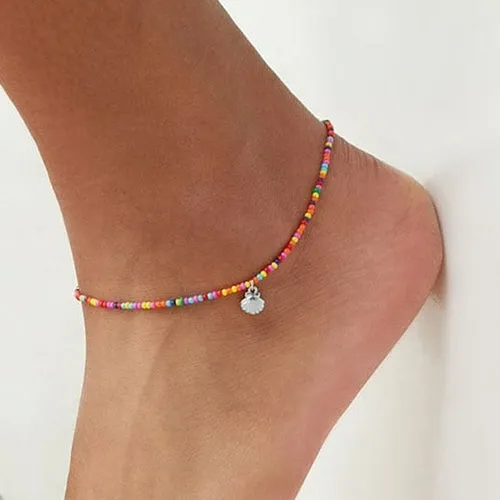 Rainbow Collection Boho Beaded Anklet