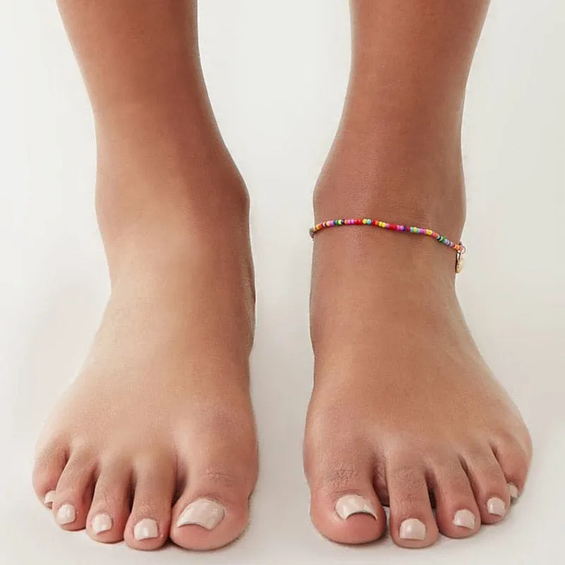 Rainbow Collection Boho Beaded Anklet