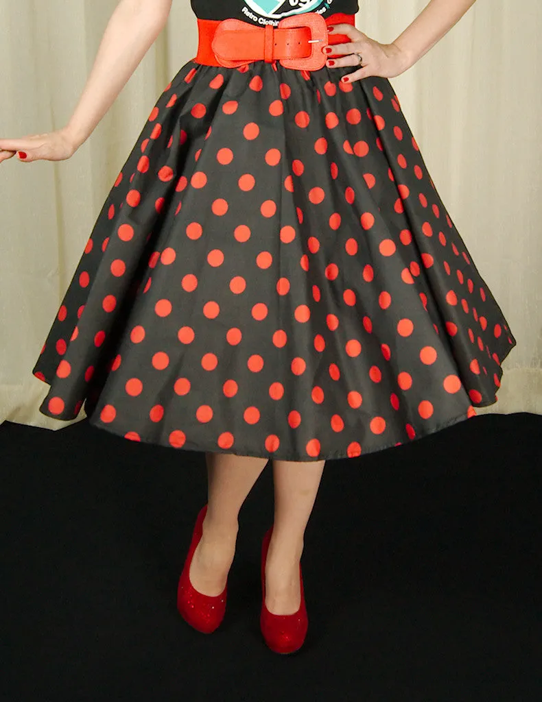 Red & Black Dot Circle Skirt