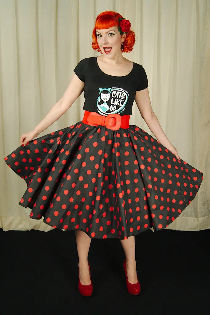 Red & Black Dot Circle Skirt