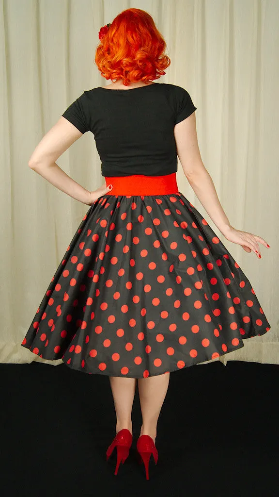 Red & Black Dot Circle Skirt