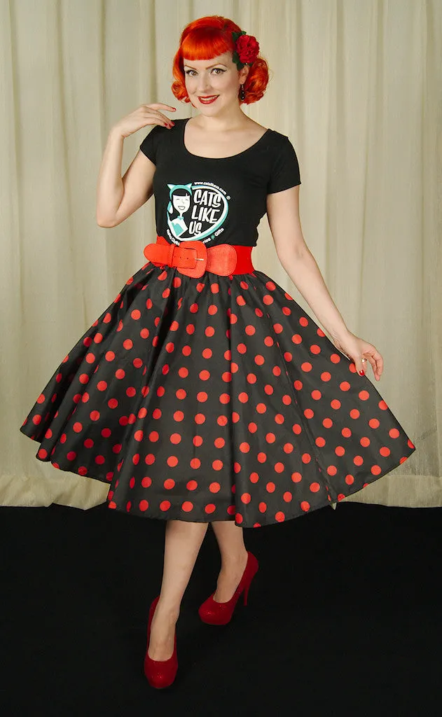 Red & Black Dot Circle Skirt