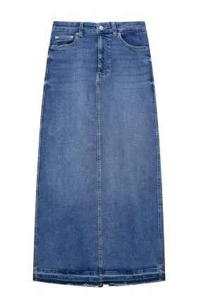 'Rhoda' High-Waist Slit Denim Skirt