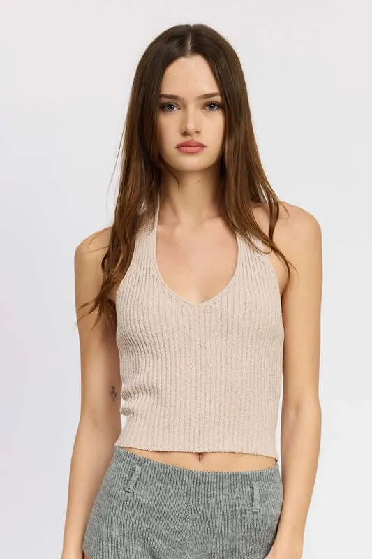 Ribbed Halter Neck Top