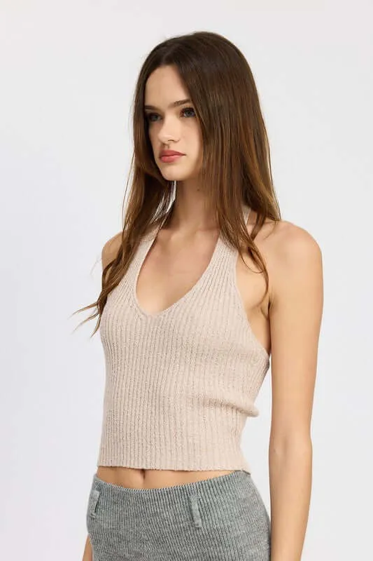 Ribbed Halter Neck Top