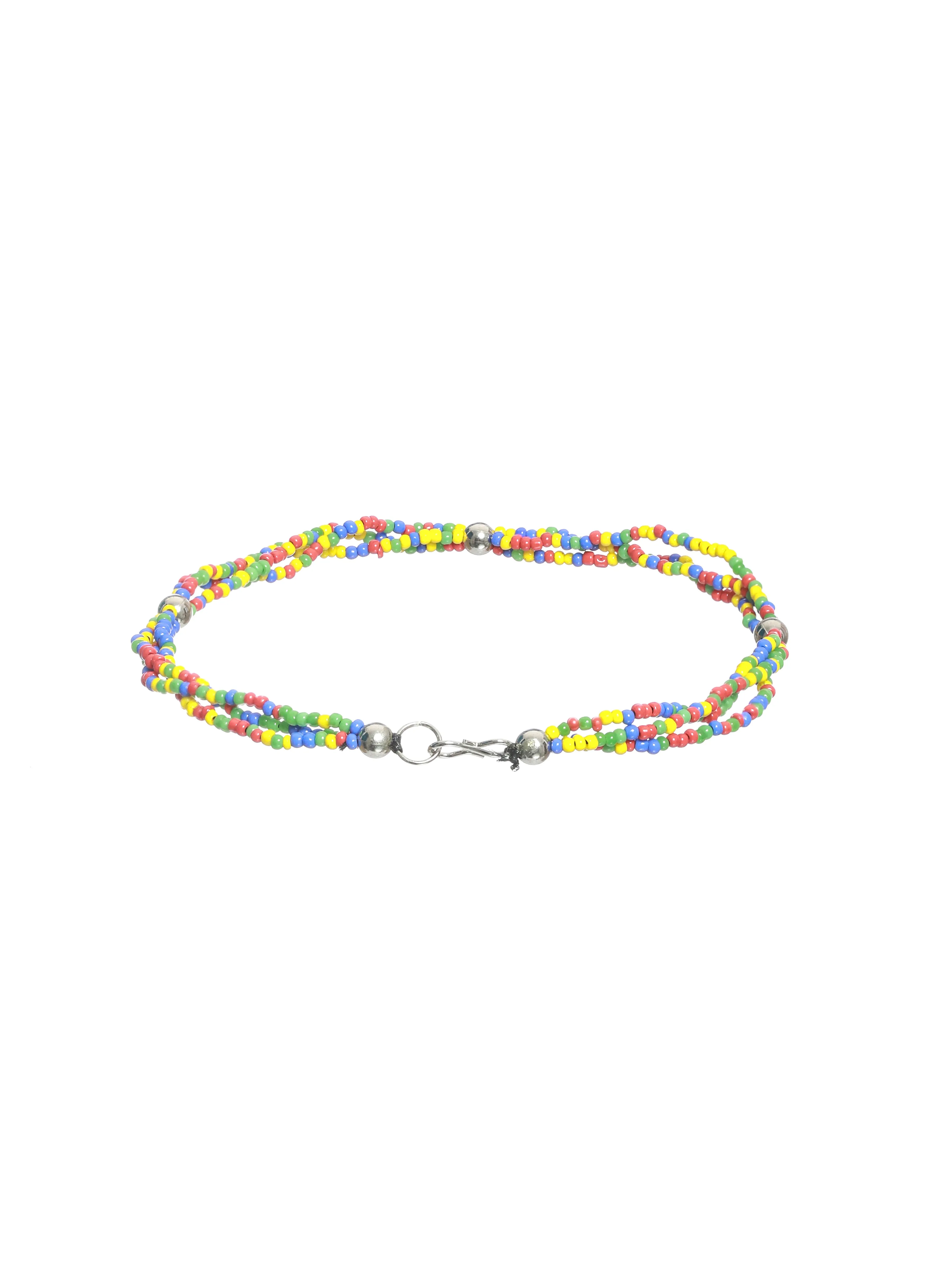 Set Of 2 Gold-Plated Multicolor Beaded Handcrafted Anklets