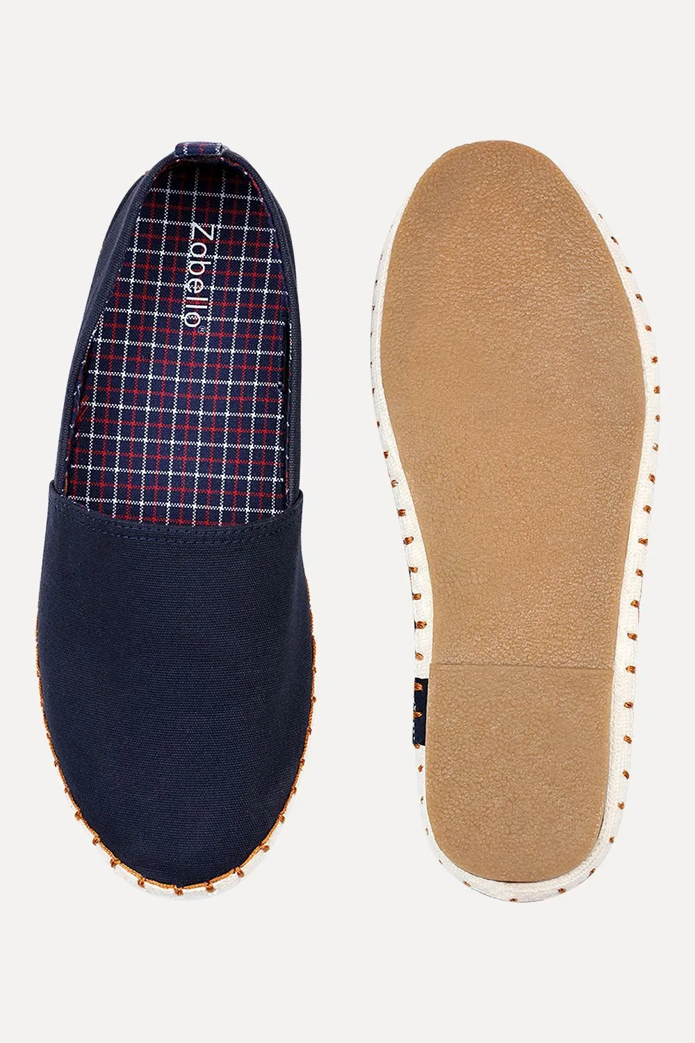 Solid Espadrilles with Checks Inside