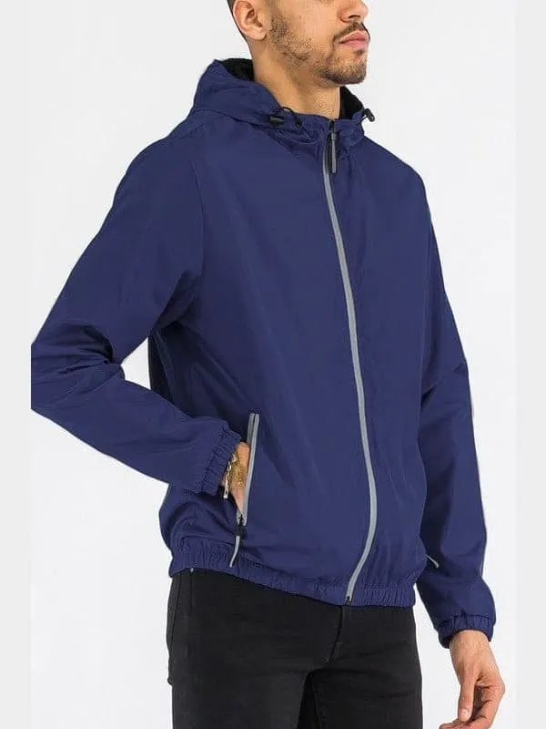 SOLID HOODED LIGHTWEIGHT WINDBREAKER JACKET