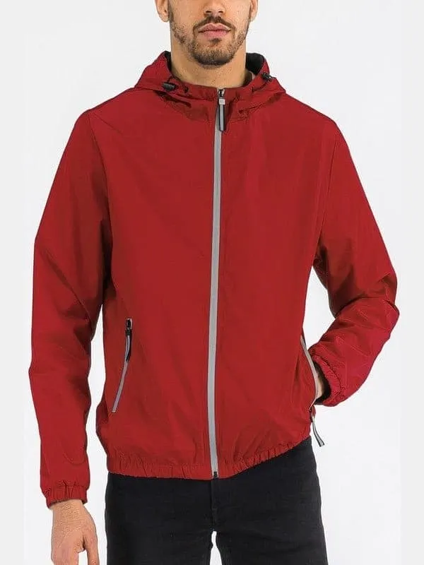 SOLID HOODED LIGHTWEIGHT WINDBREAKER JACKET