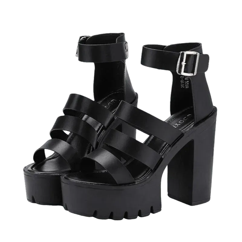 Strappy Platform Heeled Sandals