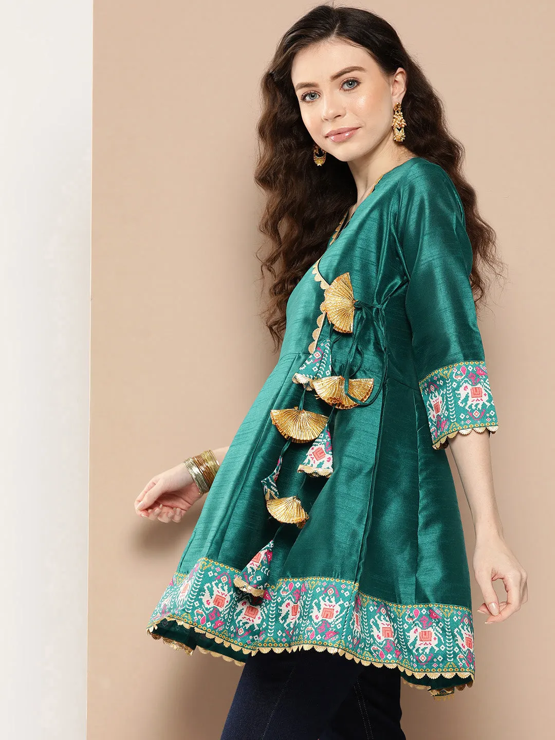 Teal Printed Ethnic Tunic