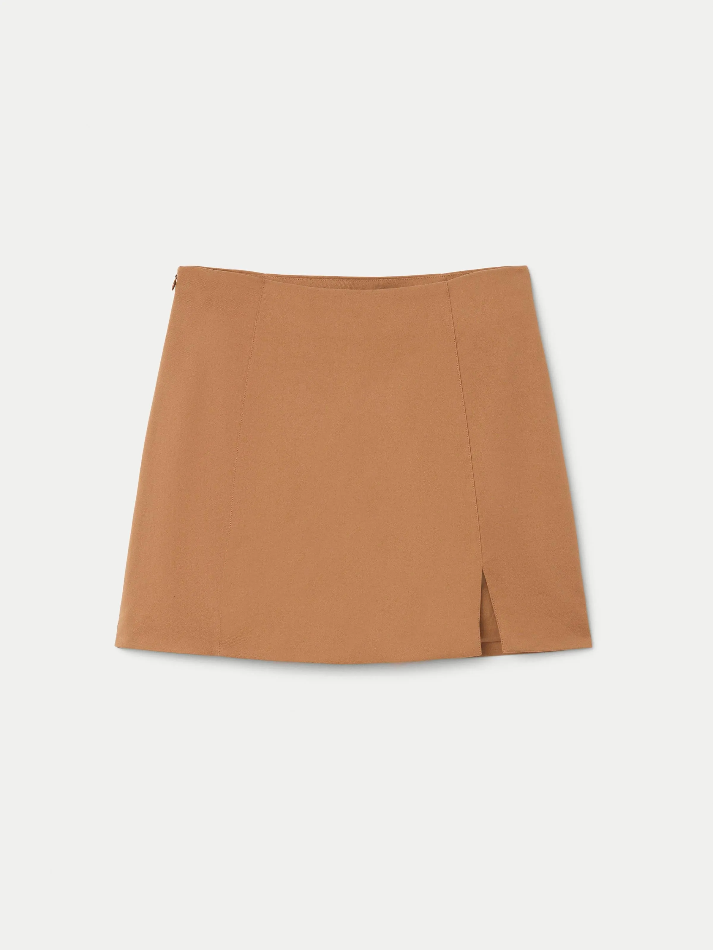 The Slit Mini Skirt in Nutmeg