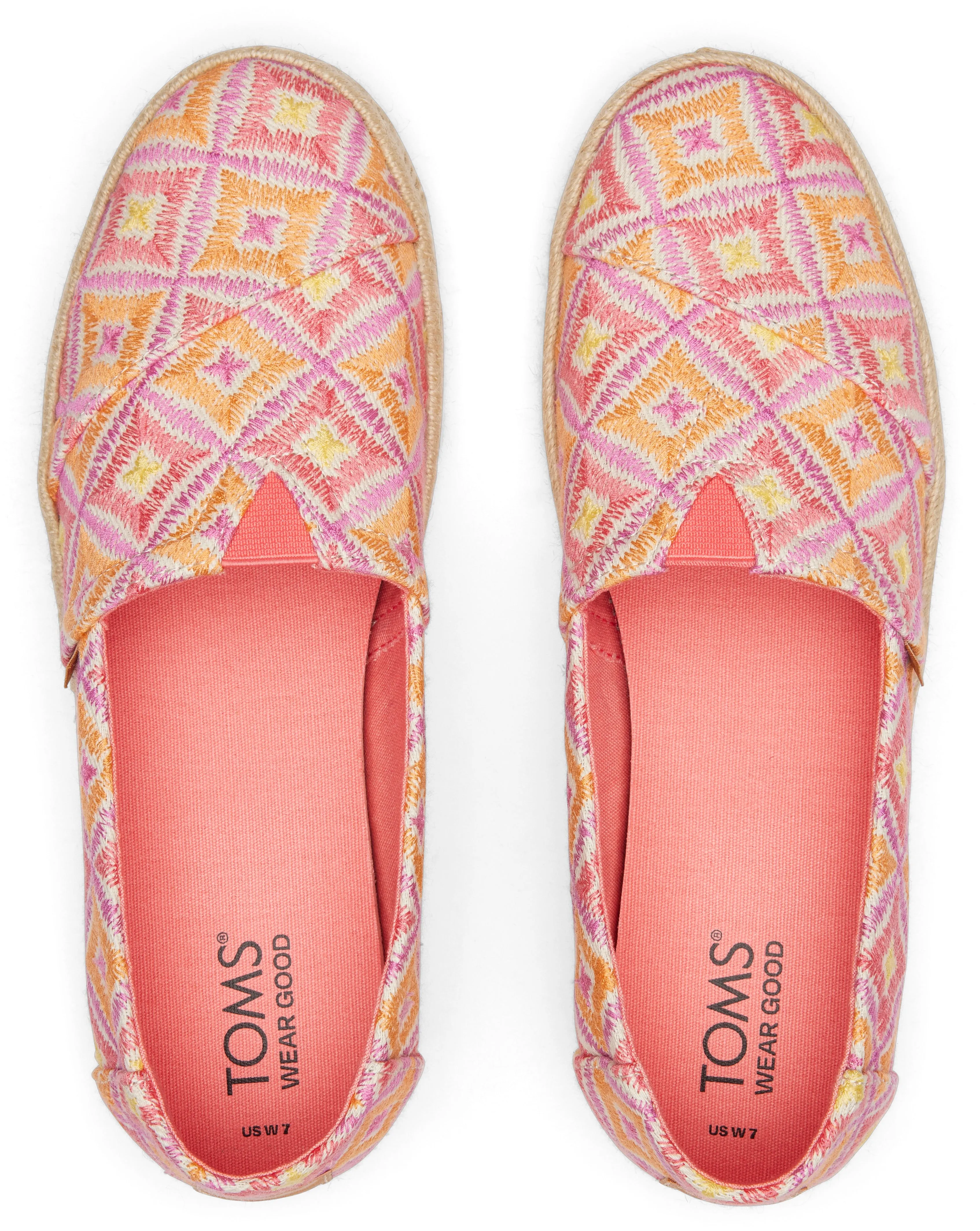 Toms Women Alpargata Rope 2.0 Shell Pink Geo Woven