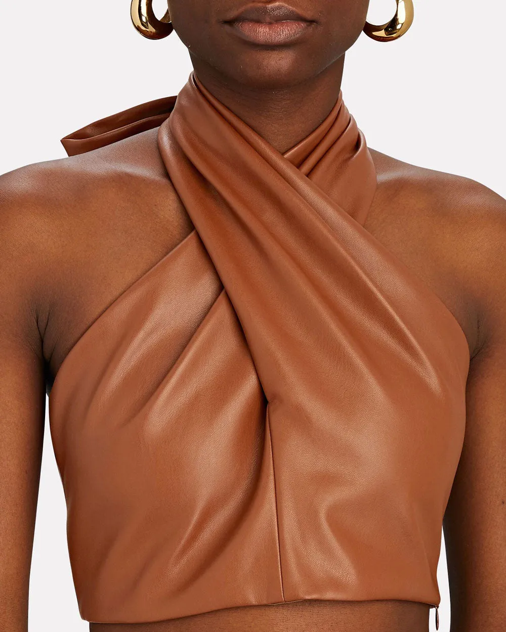 Whiskey Vegan Leather Kai Halter Neck Top