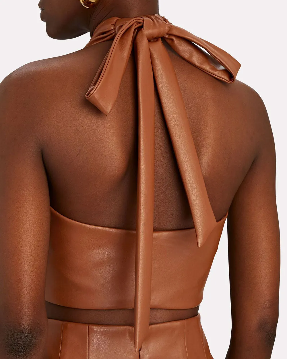 Whiskey Vegan Leather Kai Halter Neck Top